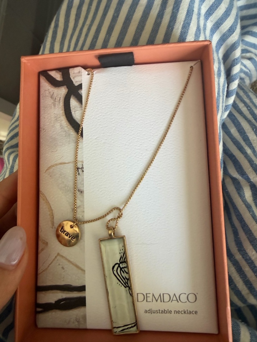 Demdaco Gold-tone Pendant Necklace with 'Brave' Charm